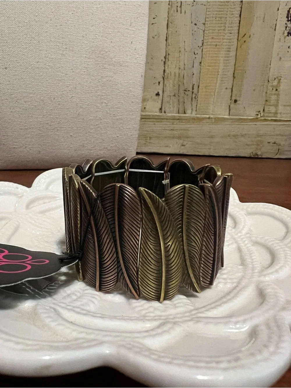 paparazzi Two-Tone Leaf Stretch Bracelet - Brass & Copper Tones